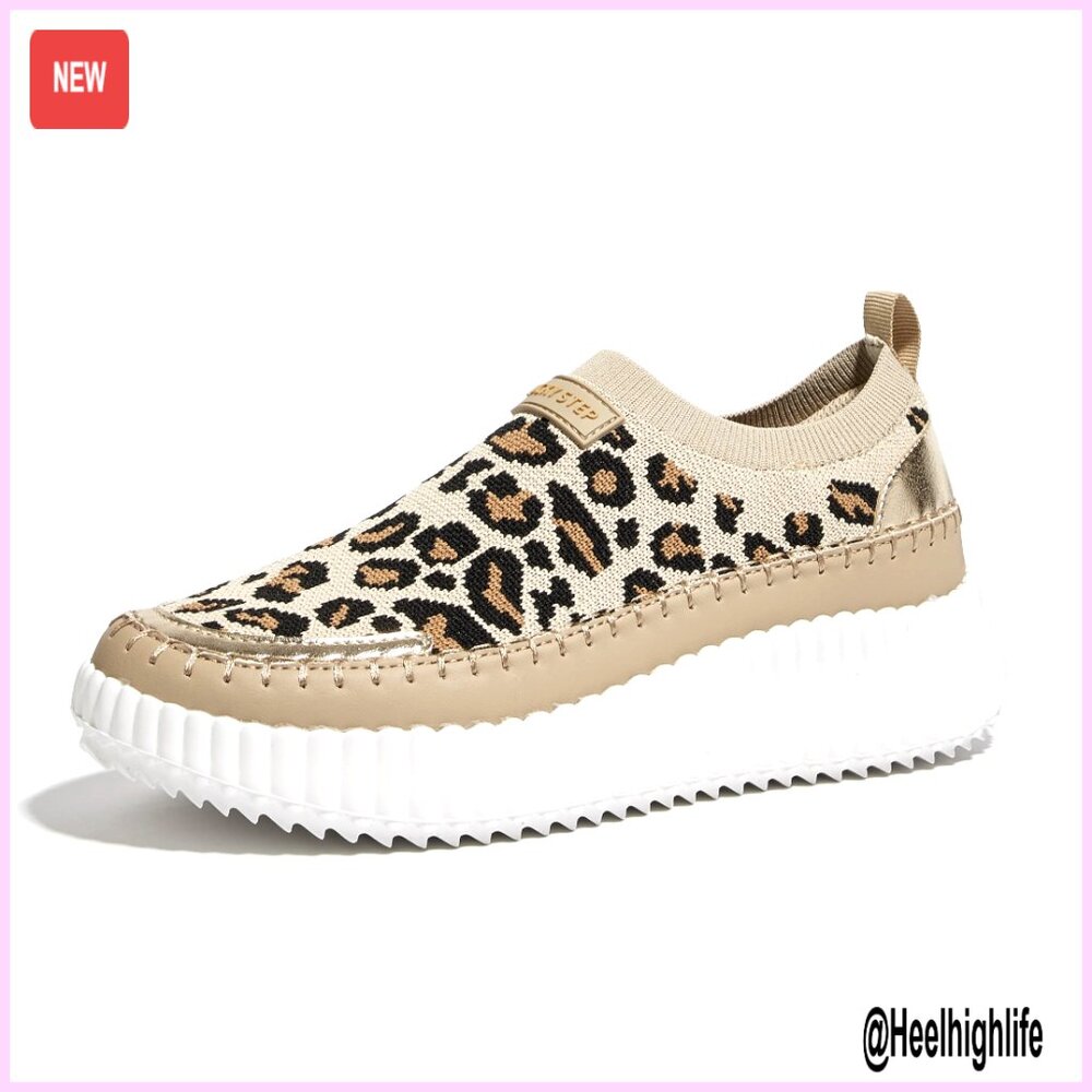Platform Sneakers Slip On Knit Chunky Retro Fashion Casual Walking Shoes